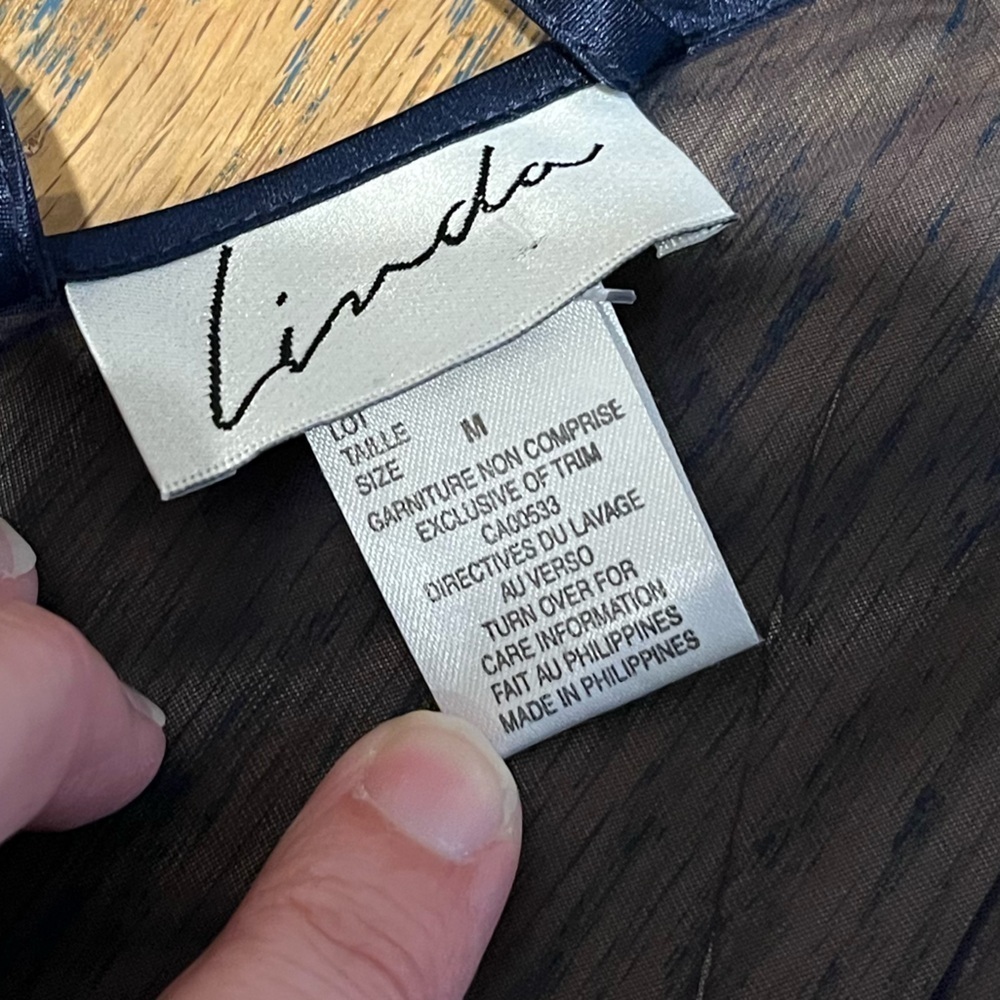 LINDA Intimates – Sheer Navy Blue Robe – Size M - Picture 3 of 7
